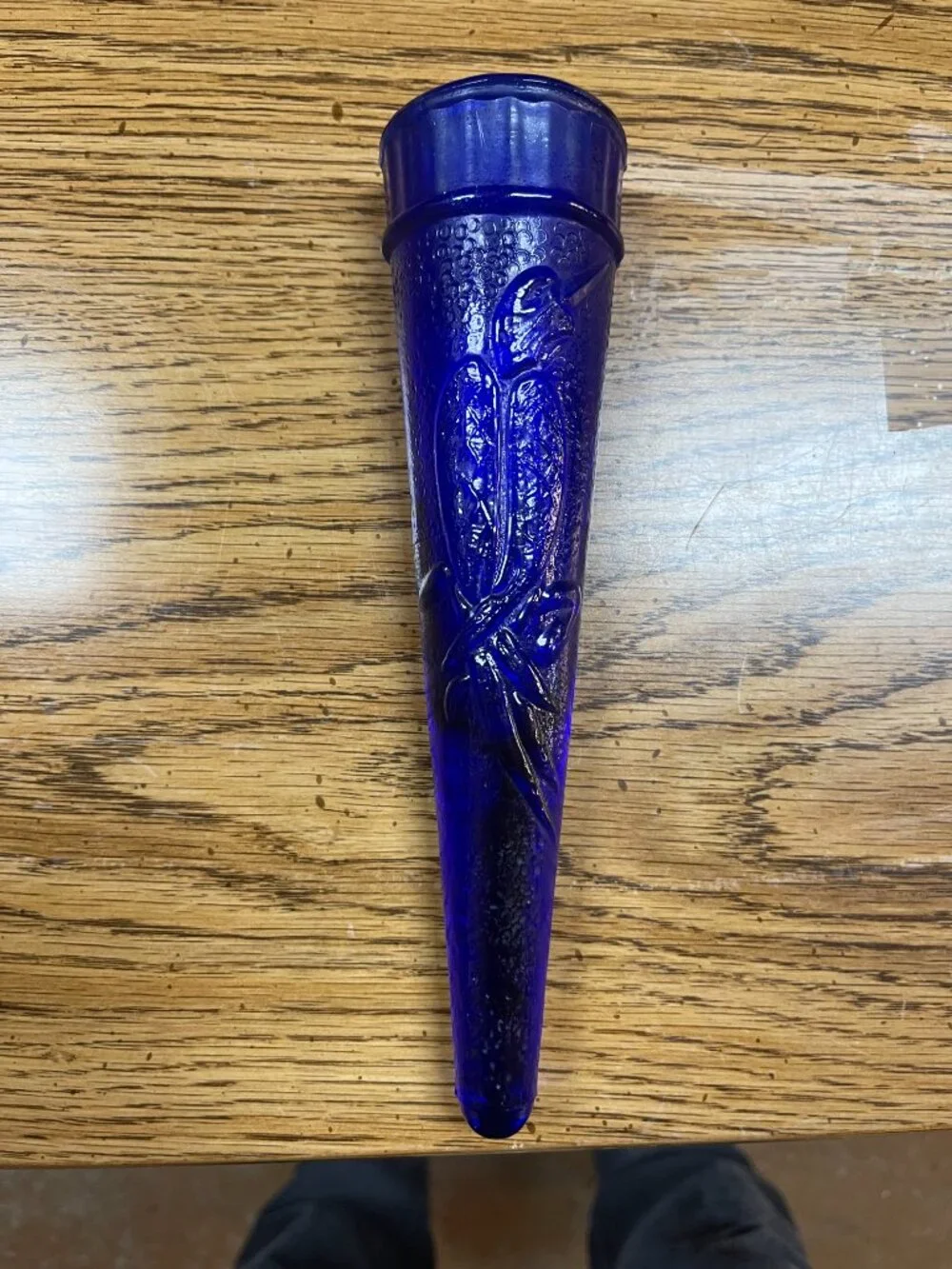 Art Deco Cobalt Blue Depression Dugan Glass Company Automobile Wall Pocket